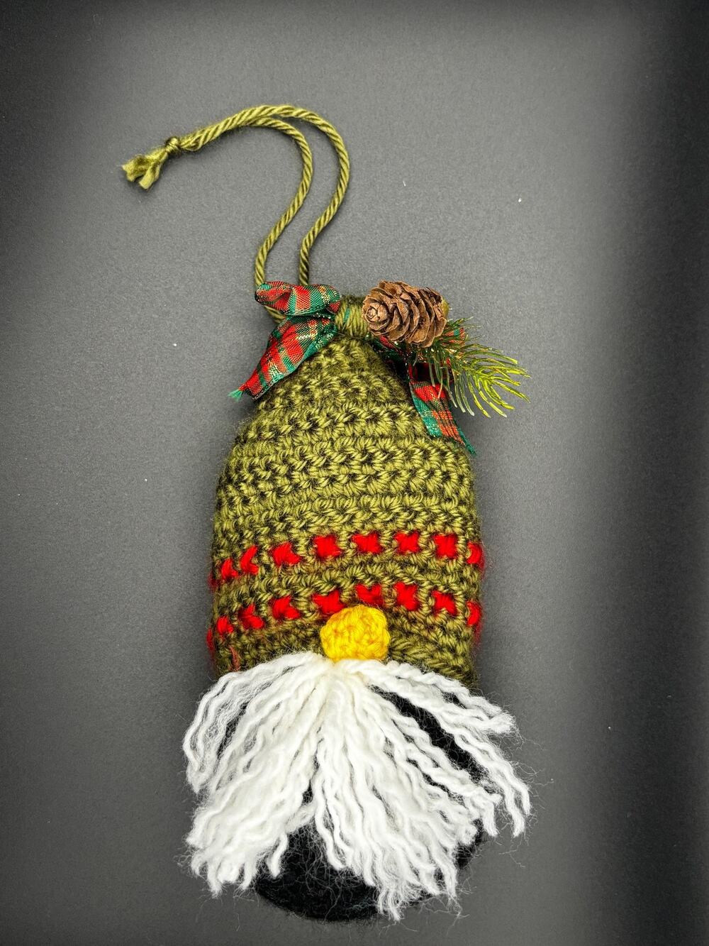 Handmade Crochet Gnome Ornament: Christmas Gift